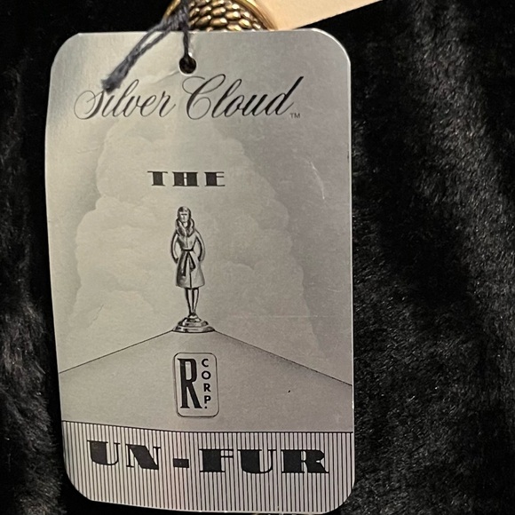 Rare Vintage 60’s. Un-Fur. Never worn. Black Double-Breasted Women's Mini Coat - Picture 4 of 10